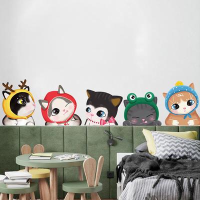 Cartoon-Katzen-Druck Wohnzimmer Haus Wanddekorations-Aufkleber PVC DIY Kunst-Abziehbilder