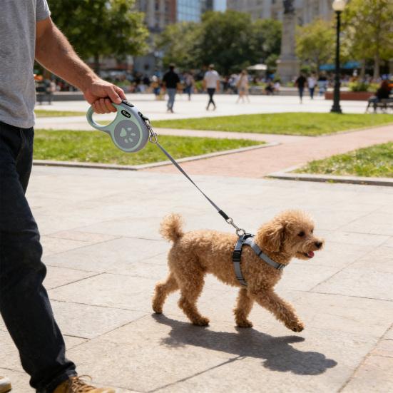 Retractable Dog Leash Heavy Duty 16Ft Tape Leash Tangle-Free Leash with One-Button Control Comfortable Handle for Small Medium Dogs