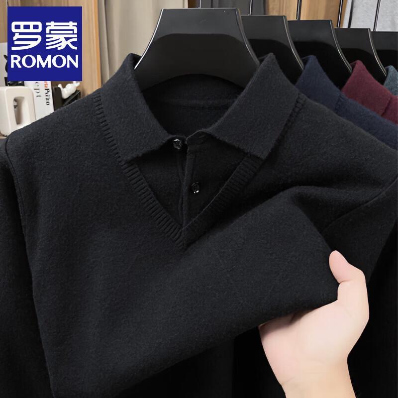 Romon Men's Thickened Business Casual Fake Two-Piece Knitted Sweater