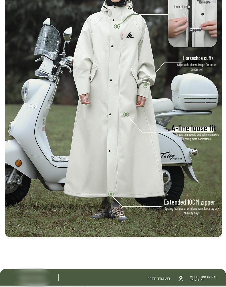 Extra Long Rainproof Motorcycle & Electric Bicycle Poncho - Stormproof One-Piece Overcoat
