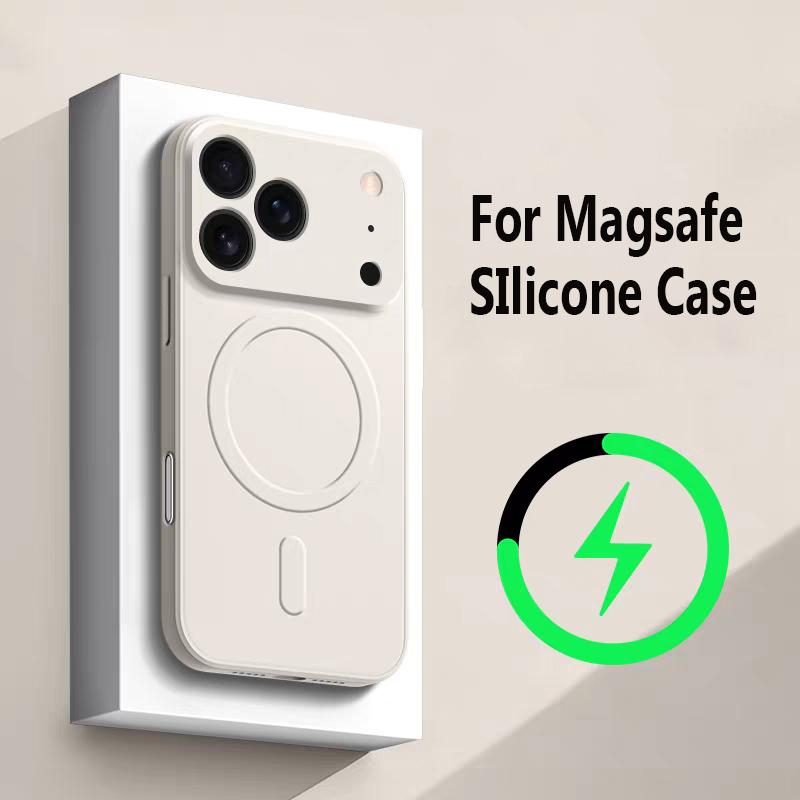 Coque Magnétique Antichoc en Silicone Pour iPhone 17 Air 16 15 14 13 12 Mini 11 Pro Max Plus Pour Magsafe Protection Caméra Housse de Téléphone