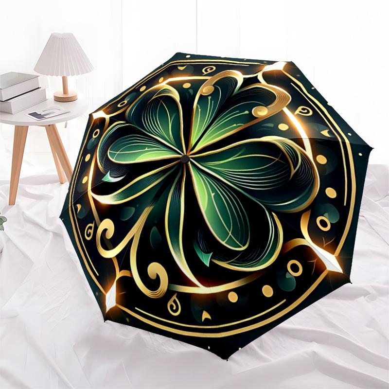 1pc Shamrock Ornament Automatic Umbrella - Automatic Opening And Closing, Sturdy Iron Frame, Portable Folding Design yy251018194