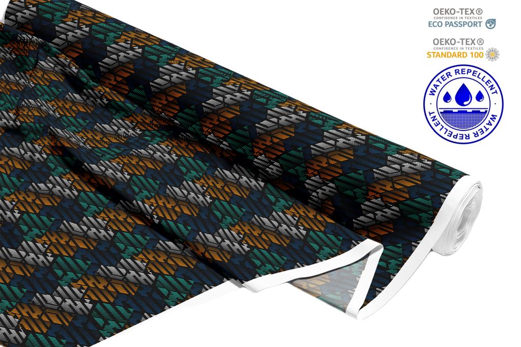 Outdoor Dekostoffe Oxford - Motiv Geometrisches Muster - Ziegel I Dr217