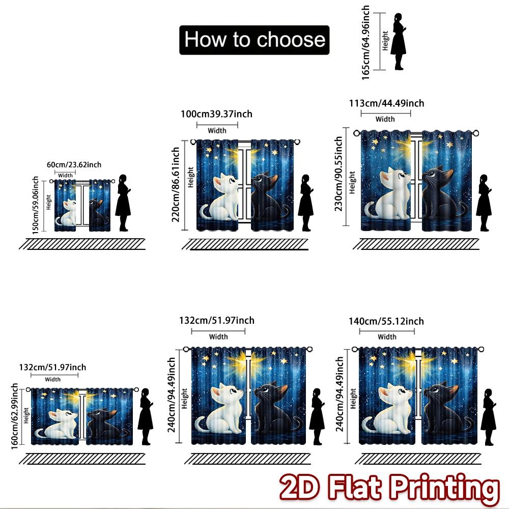 2D Flat Photography Backdrop Photography Backdrop Cats Gazing At Stars 100% Polyester Family Party Use for Bedroom