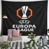 UEFA Europa League Trophy Logo Wall Tapestry Black Orange Football Tournament Decor for Man Cave Gift