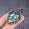 Natural Caribbean Larimar Copper Wire Wrap Tree Of Life Pendant 2.36" f0Y14