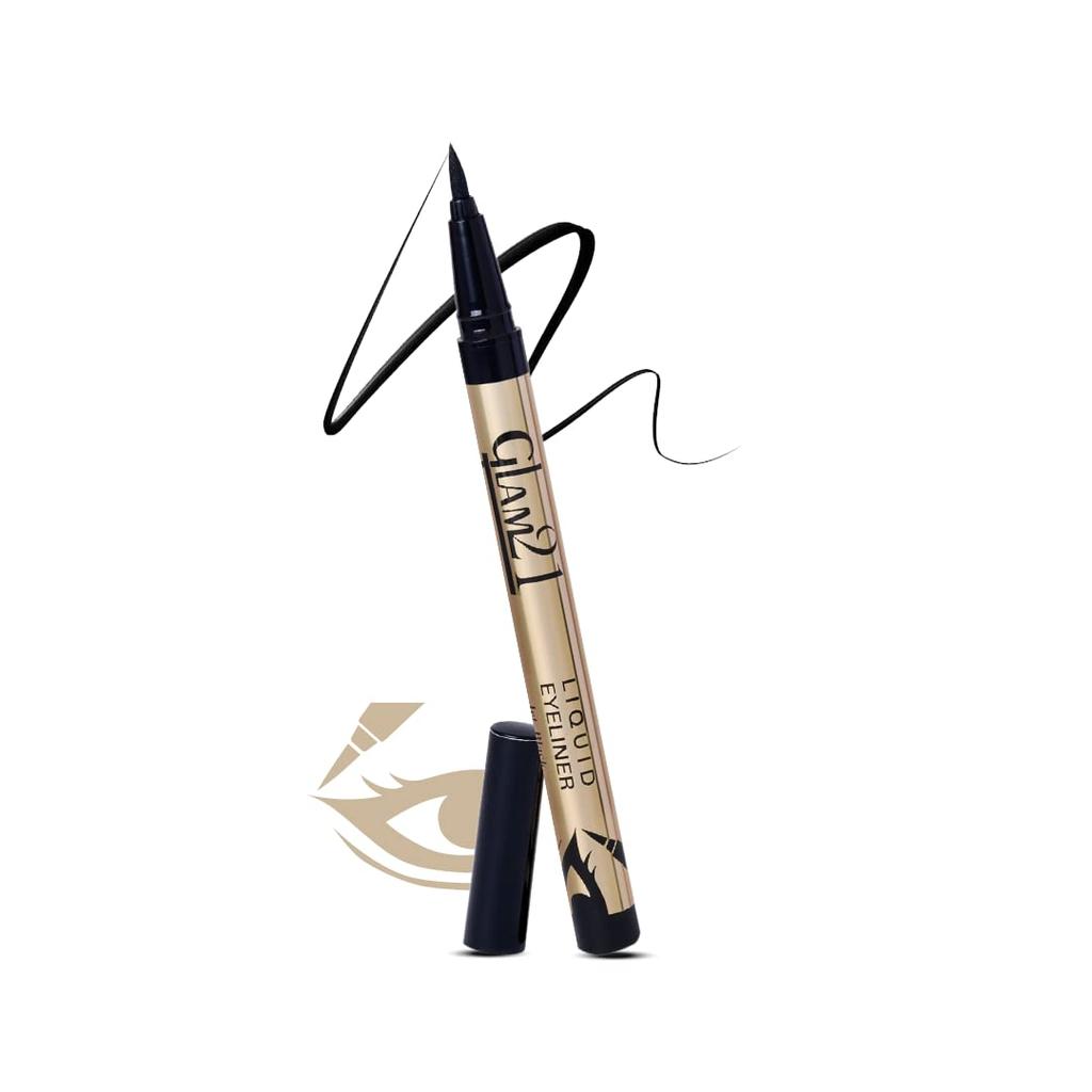 Glam21 Liquid Eyeliner|Precise tip|Water Proof, Smudge Proof & Long Lasting| 2gm -Jet Black- Pack of 1