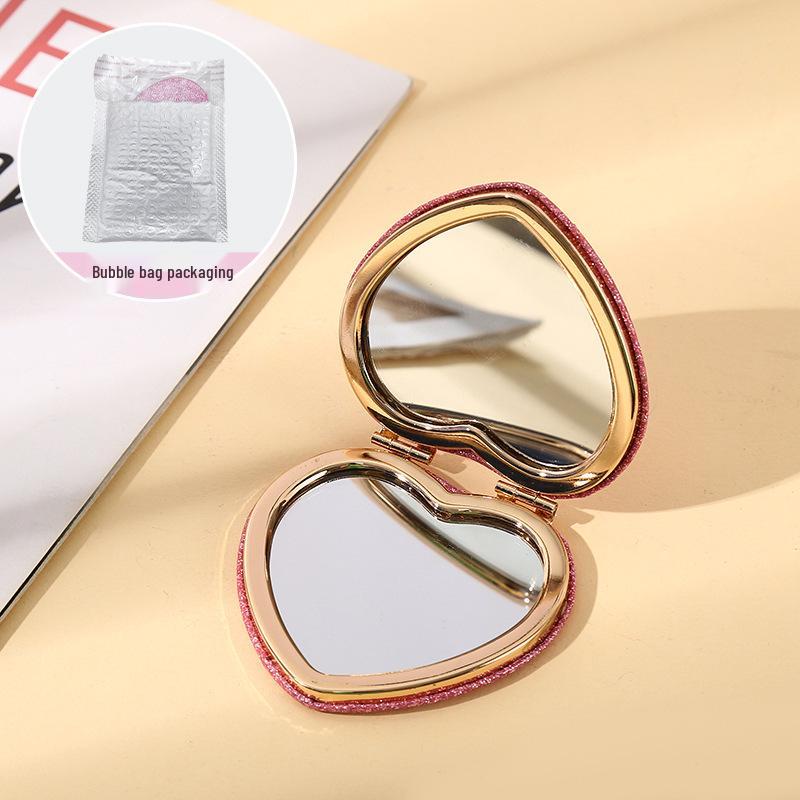 Miroir de maquillage compact double face en forme de cœur pour les résidences étudiantes