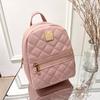 Mini Lingge Embroidery Small Backpack Fashion Solid Color Zipper Women Shoulder Bag Large Capacity PU Leather Travel Rucksack