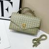 High-end Light Luxury Handbag Authentic Leather Hand-woven Bag 2025 Fashionable Cowhide Square