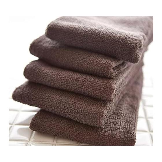 GamachaTowel Face Towels in 22 Colors [Brown Set of 10] Thin towels that are easy to use for wiping hands in the kitchen and bathroom, 100% cotton,