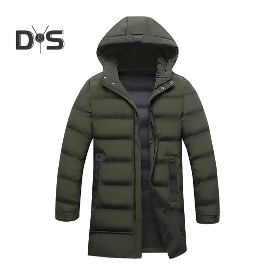 

Мужское хлопковое пальто с капюшоном, длинными рукавами, карманами, длинный пуховик, застежка-молния, однотонные карманы, утолщенная повседневная верхняя одежда M армия зеленый