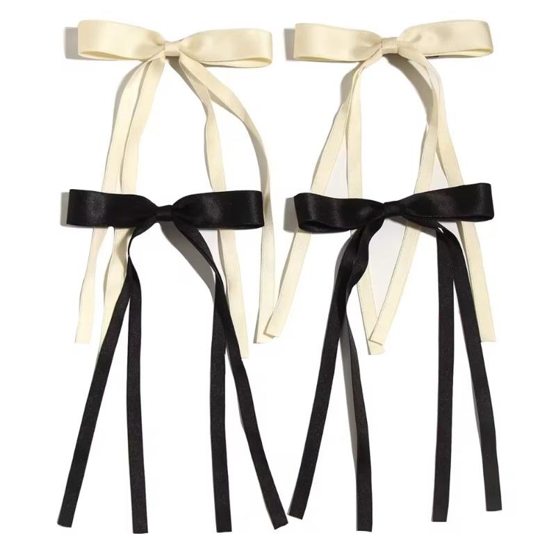 

4/6/8 PCS Satin Ribbon Bows Hair Clip for Women Korean Sweat Long Tassel Tails BowKnot Barrettes Set Hairpin Girls Accessories