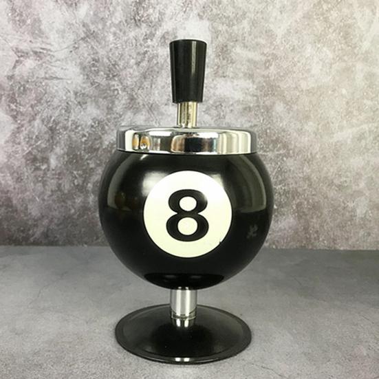Ash Case Large Windproof Heat Resistant Three Bayonets with Lid Fashion Pool Billiard Ball Design Ashtray Ornament for Bar