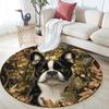 Boston Terrier Pattern Round rug,Carpet Rug for Living Room Bedroom  Playroom ,Non-slip Floor Mat,Holiday Gifts and Birthday Gifts.