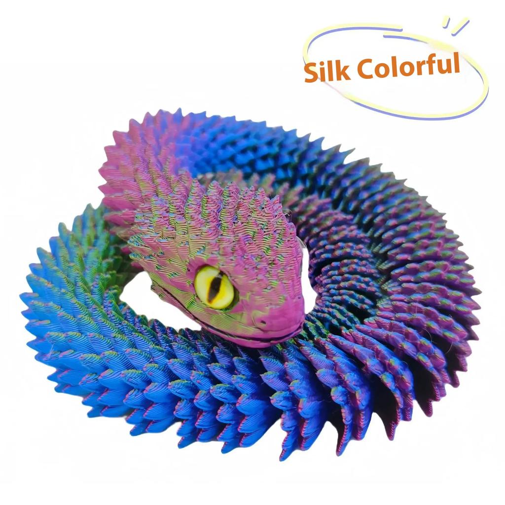 Home 3D Printed Snake Movable Joint Simulation Snake Figurine Creative Office Desktop Ornament New Year Gifts Crafts Gift