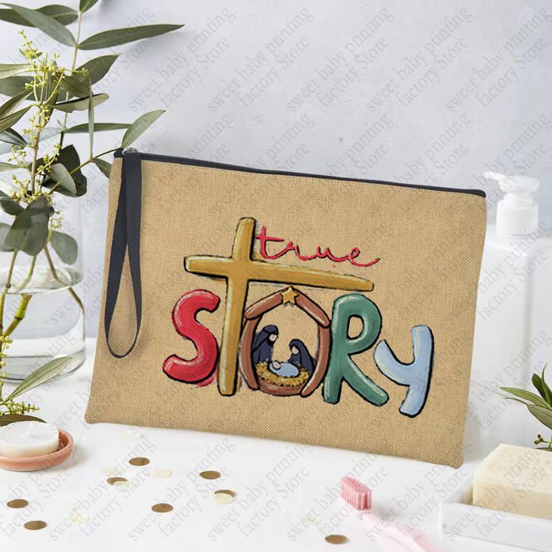 Merry Christmas Linen Storage Supplies Bags Travel Lipstick Bag Xmas Ornament Pouch Toilet Makeup Bolsas for Coffee Enthusiasts