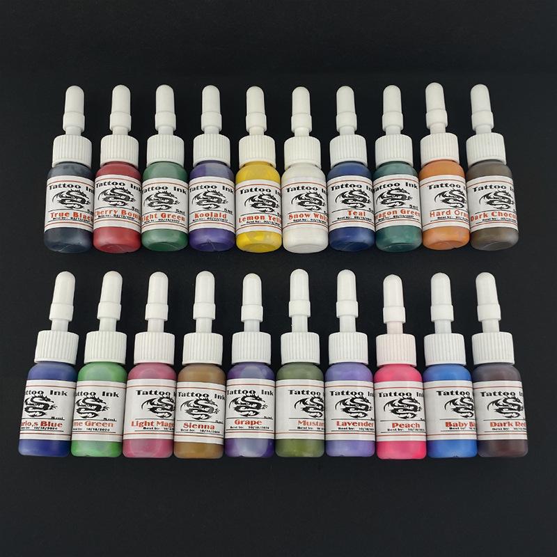 

White Dragon Tattoo Ink Set: 20 Colors + 14 Practice Inks 14-color set