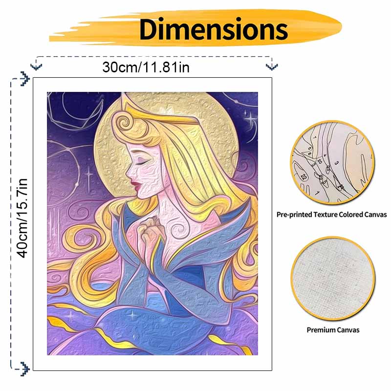 Disney Oil Painting Art Painting Set Princess Aurora Home Wall Decor Handmade Gift Magical Night Sky Constellation 129