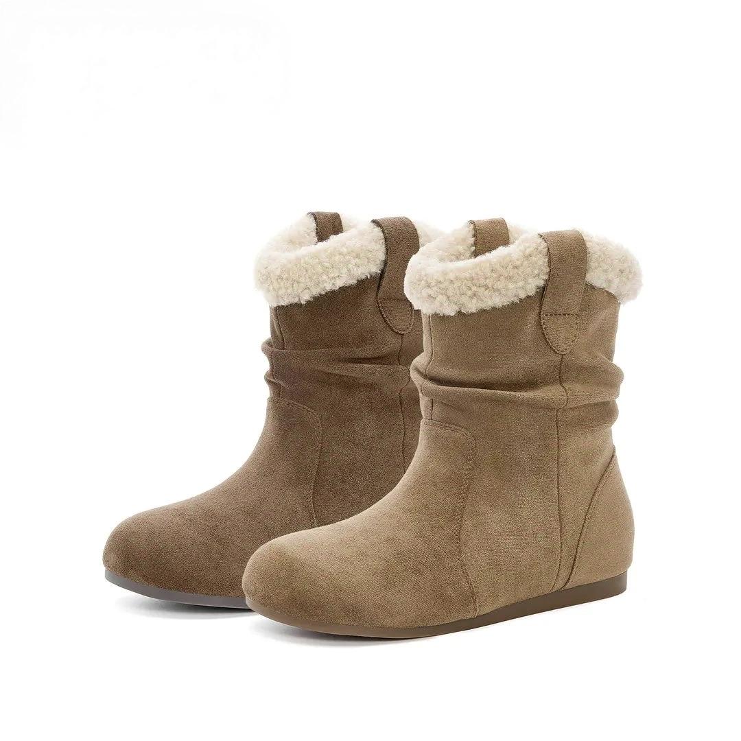 

Fashion Women Ankle Snow Boots Suede Flats Casual Shoes Fur Fashion New Winter Warm Shoes 2025 Woman Sneakers Trend Walking Botas Mujer 35 хакі