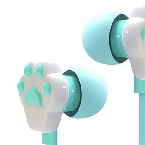 Wired Earbud High Fidelity Deep Bass Lightweight Cartoon Cat Paw 3.5mm Stereo Sports In-ear Earbud with Microphone for Doing Sports