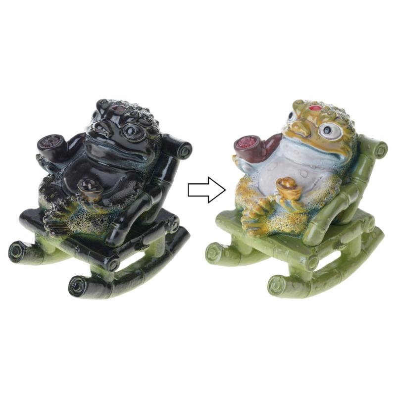 Resins Rocking Chair Frogs Teas Pet With Exquisites Craftsmanship Temperature Sensitive Color Changing For Home Decors
