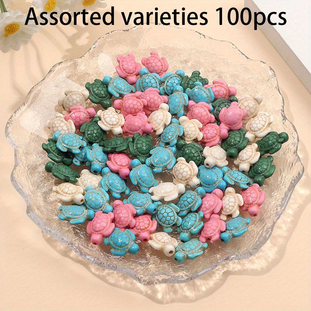 20/50/100pcs Stone Turtle Beads Bulk Marine Animal Beads Multi colored Turtle Beads, Marine Turquoise Beads Jewelry DIY Making Bead Kit