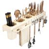 Miflame Wall-Mounted Kitchen Knife Holder & Storage Rack with 6 Hooks