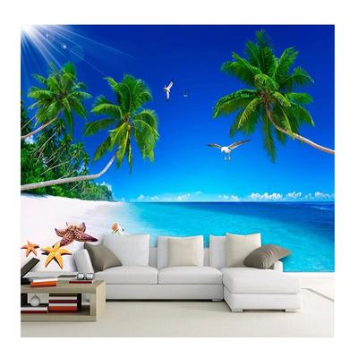 Mural Wallpaper 3D Sea View Coconut Shell Landscape Wall Painting Living Room TV Sofa Bedroom 3D Murals