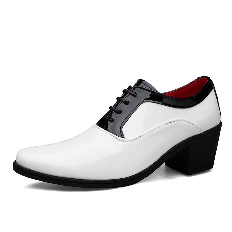 Zapatos de Vestir Clásicos con Purpurina de Cuero para Hombre 2024 Zapatos de Moda Rojos Espejo de Lujo Zapatos de Tacón para Aumentar la Altura para Hombre Calzado para Hombre