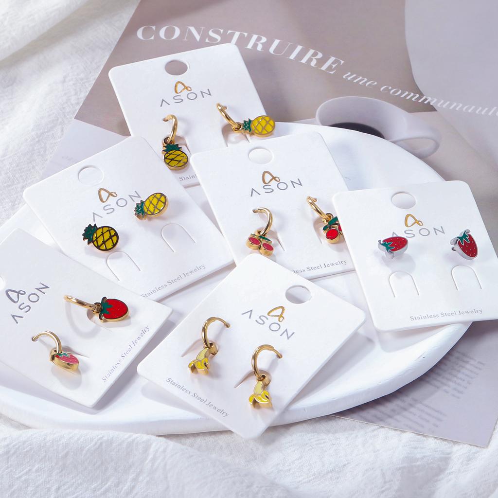LUXUKISSKIDS Erdbeer-Anhänger Schmuck Ohrringe Süße Rote Kirsch-Tropfen Anhänger für Mädchen/Frauen Stahl Früchte Zubehör Geschenke
