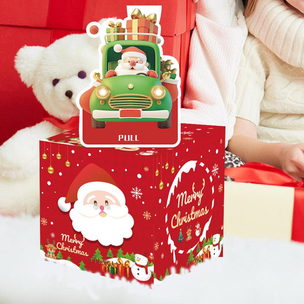 Christmas Money Dispenser Cash Gift Pull Money Box Fun Christmas Boxes With 50 Pieces Transparent Bags Home Decorations