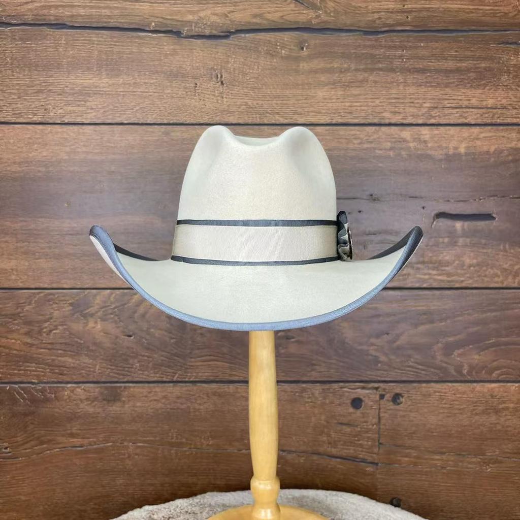 Cowboy Wind Sheep Felt Hat, Solid Color With Decorative Felt Hat