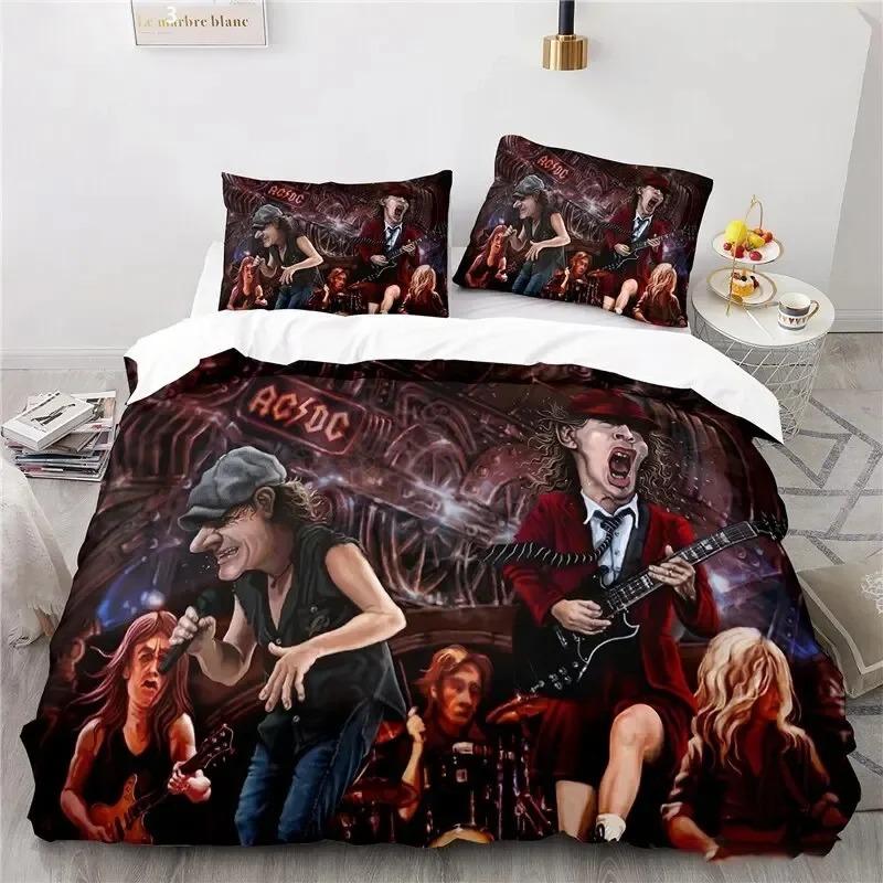 3D Print Rock Band AC/DC Bedding Set For Bedroom Soft Modern Bedspreads Comefortable Kids Duvet Cover Quilt Cover And Pillowcase