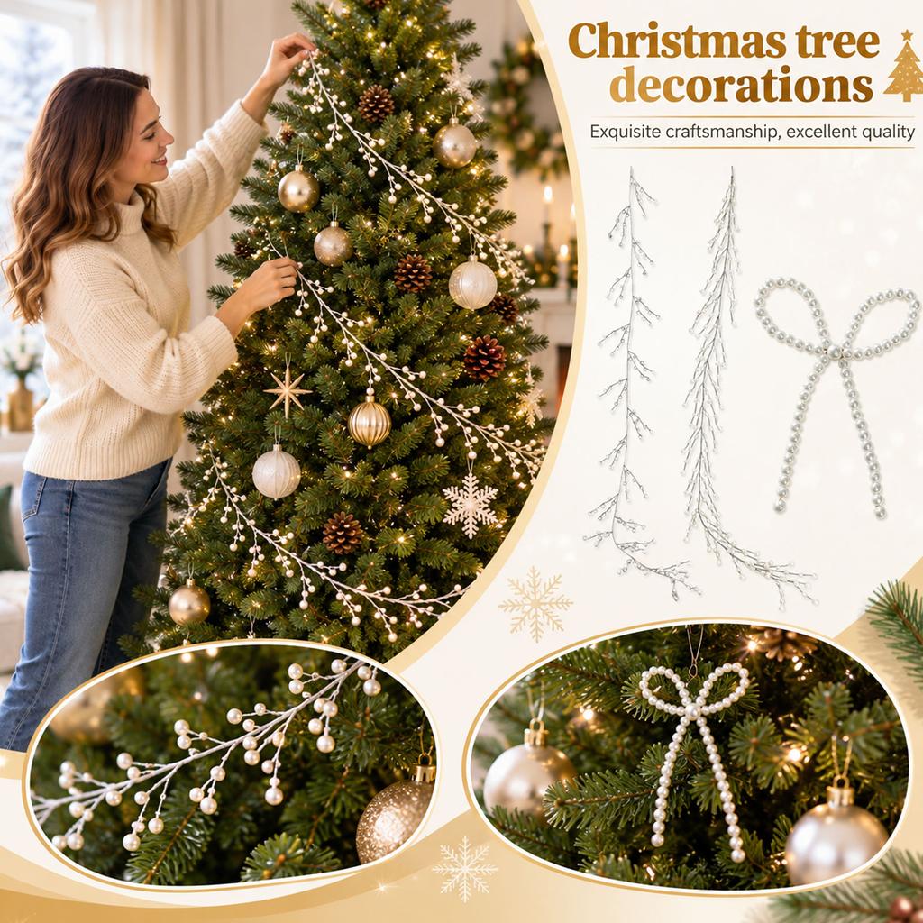 Christmas Tree Ornaments with Acrylic Beads and Teardrop Branches for Holiday Home Decor
