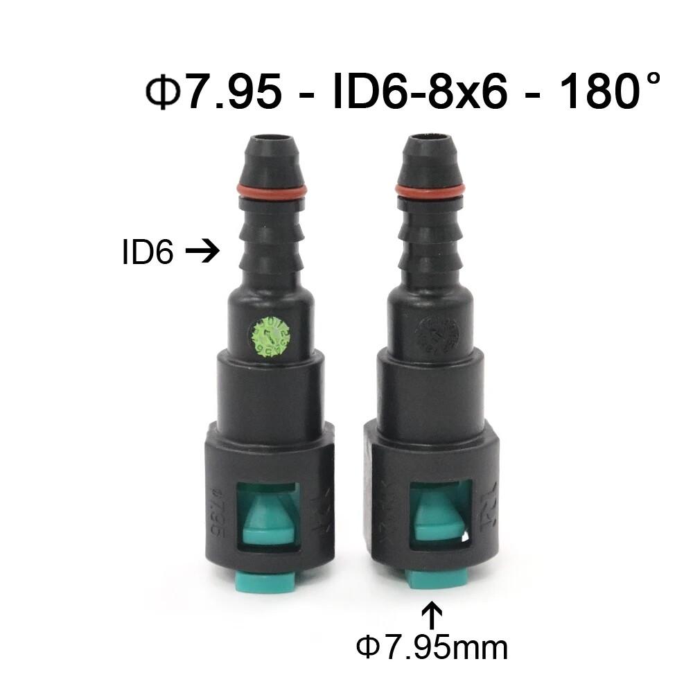 2PCS 7.95 ID6 8x6 180° 7.95mm Fuel Line Hose Pipe Quick Release Female Connector