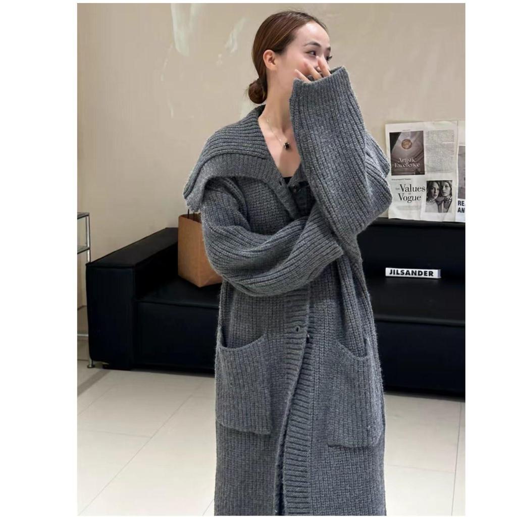 Women's Mid-Length Knit Lapel Sweater Coat - Autumn/Winter Loose Style