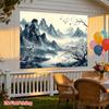 One 2D Chinese ink landscape photo background fabric, made of polyester fabric, suitable for use in homes, gardens or studios.