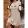 Plus Size Women's Summer Music Festival Pattern Sporty Casual Letter Print Fashionable 07 Printed Jersey Tenniscore Dress