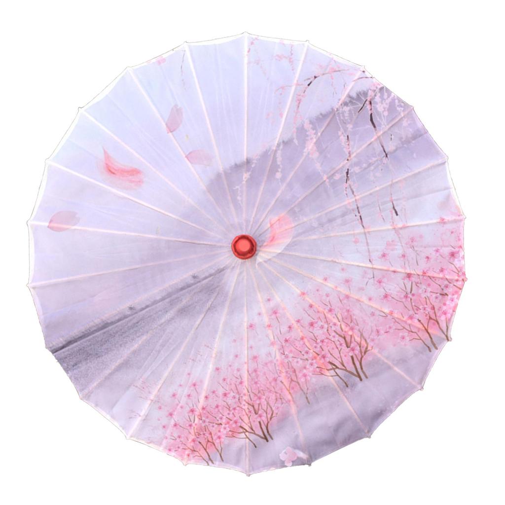 Silk Cloth Women Classical Dance Umbrella Rainproof Paper Parasol for Bridal