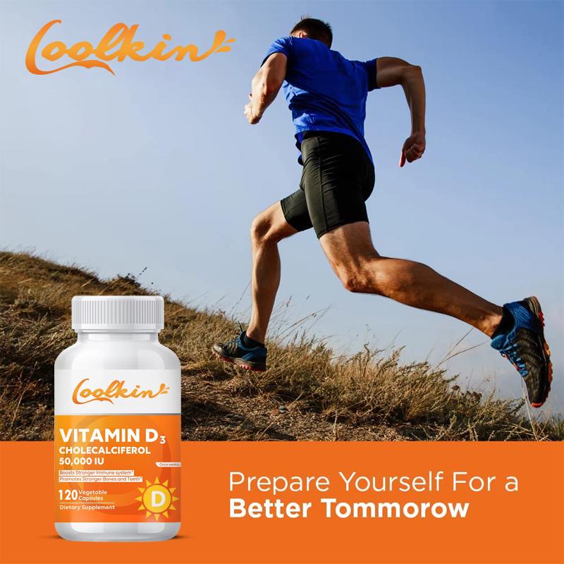 Coolkin Vitamin D3 Capsules, Vitamin D Supplement, 120 Capsules Per Pack, Easily Absorbed, Suitable for Adults