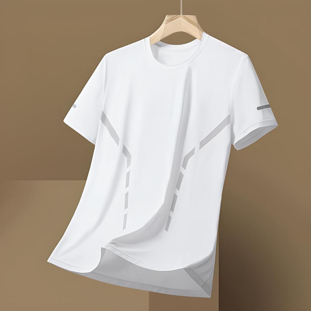 Sommer Herren T-Shirt Eisseide Rundhalsausschnitt Locker Reine Farbe Kurze Ärmel Pullover Lässig Täglich Tragen Sport Fitness Top