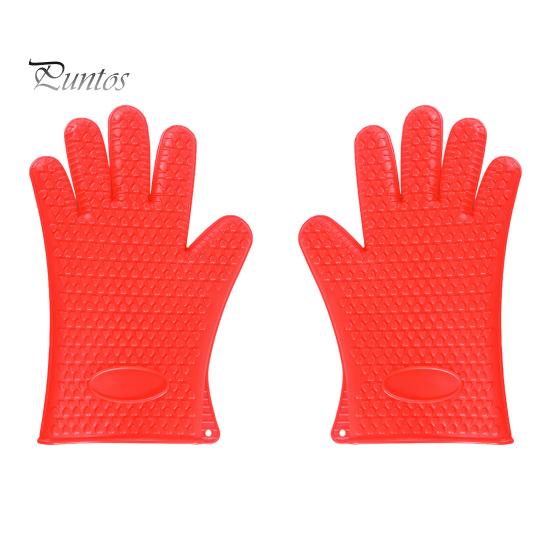 

1 пара силиконовых перчаток, термостойкие прихватки для духовки со стеганой подкладкой, нескользящие текстурированные кухонные перчатки для барбекю, выпечки, готовки M красный