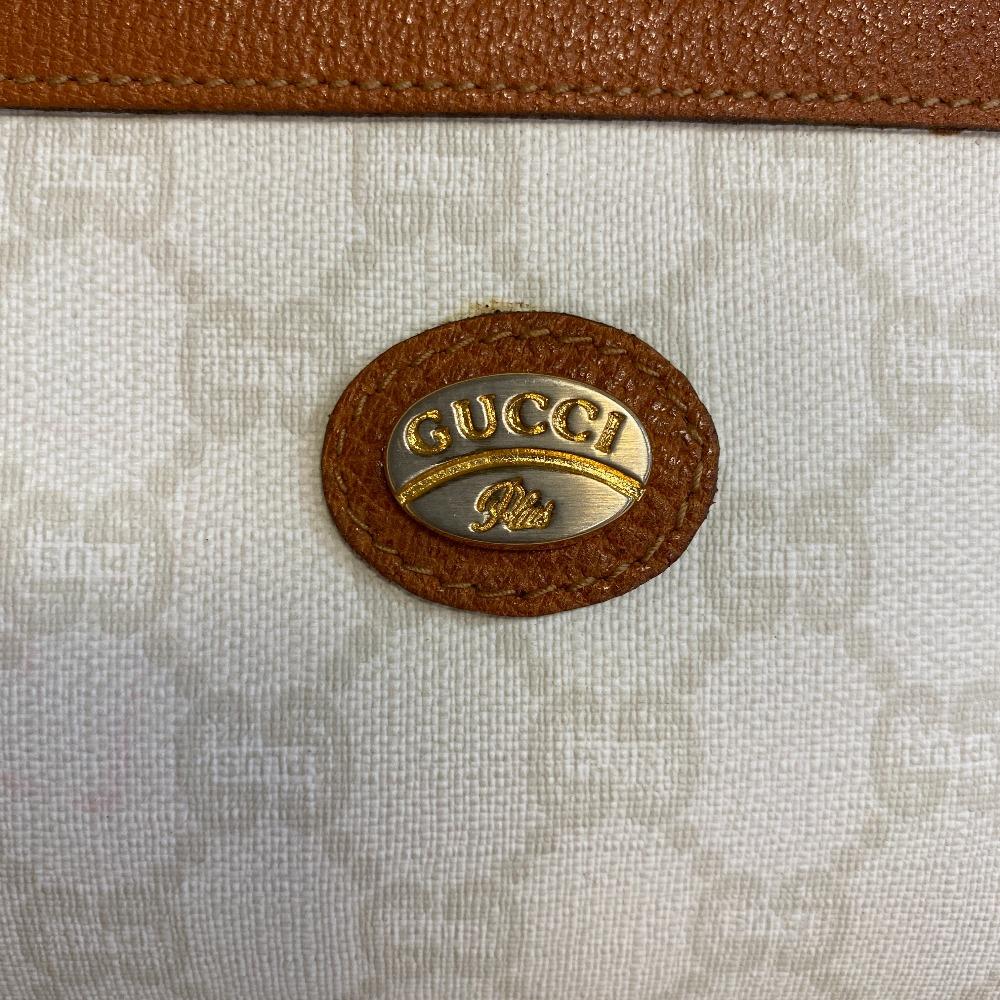 GUCCI Clutch bag pouch old Gucci GG plus PVC coated canvas business bag white PVC coated canvas Women Used