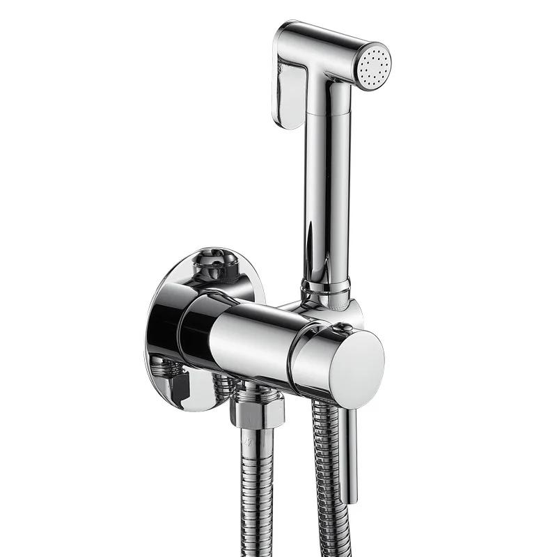 Brass Handheld Toilet Bidet Sprayer Hygienic Shower Faucet Hot and Cold Water Portable Bidet Spray Gun