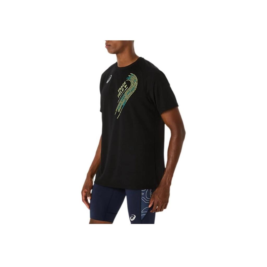 Asics Short Sleeve Logo Pattern Crew Neck T-Shirt Men Tops Black 2091A749-001