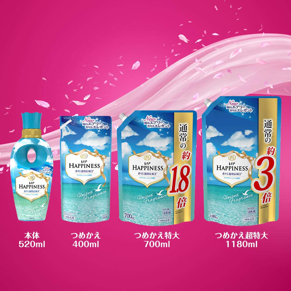 Lenor Happiness Fabric Softener Aqua Ocean Refill, Approx. 1.8x (700mL)