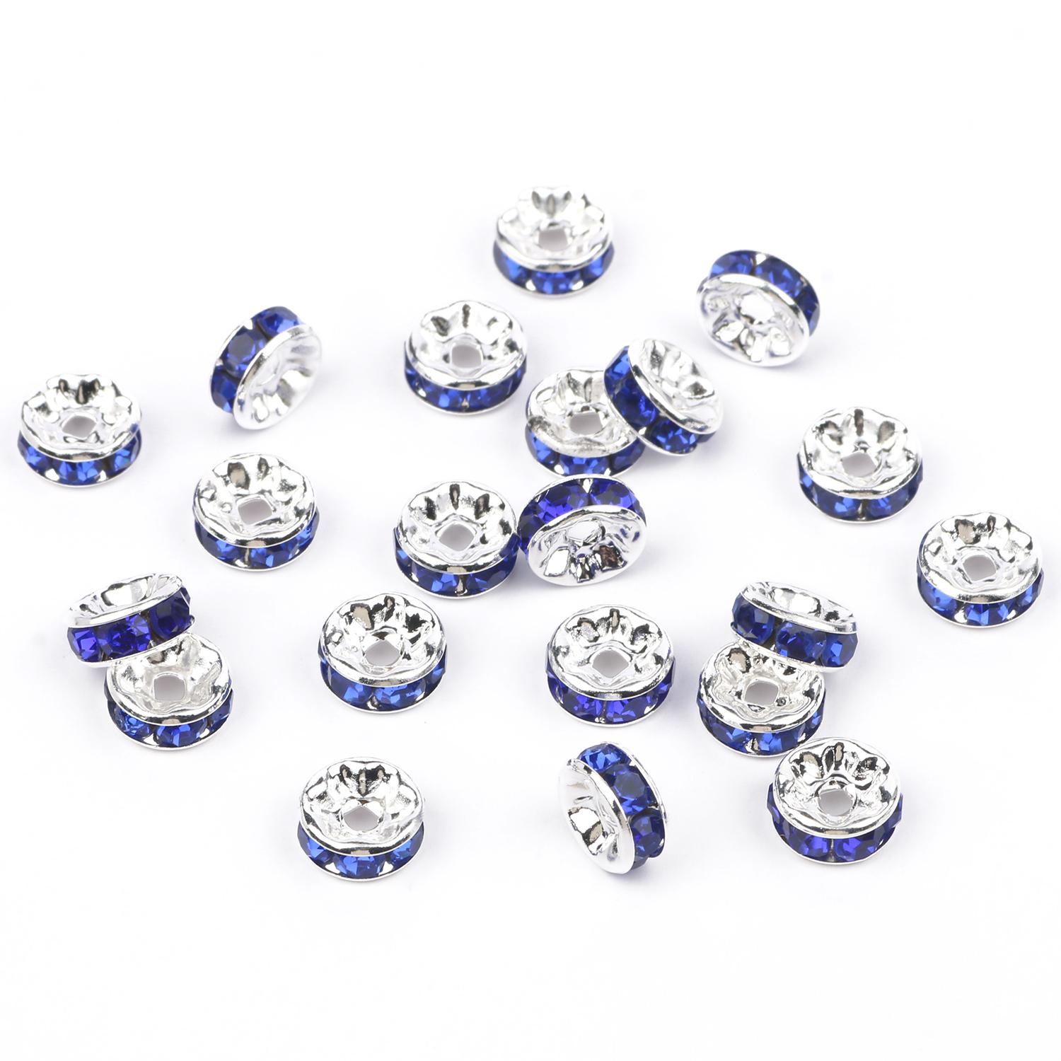50pc/Lot 6mm 8mm 10mm AB Color Rhinestone Ball Shape Loose Beads Metal Crystal Beads for Jewelry Making DIY Accessories 6mm