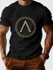 Men's Spartan Lambda Shield Greek Letter T-Shirt Spartan Helmet Lambda Shield Logo Print Men's