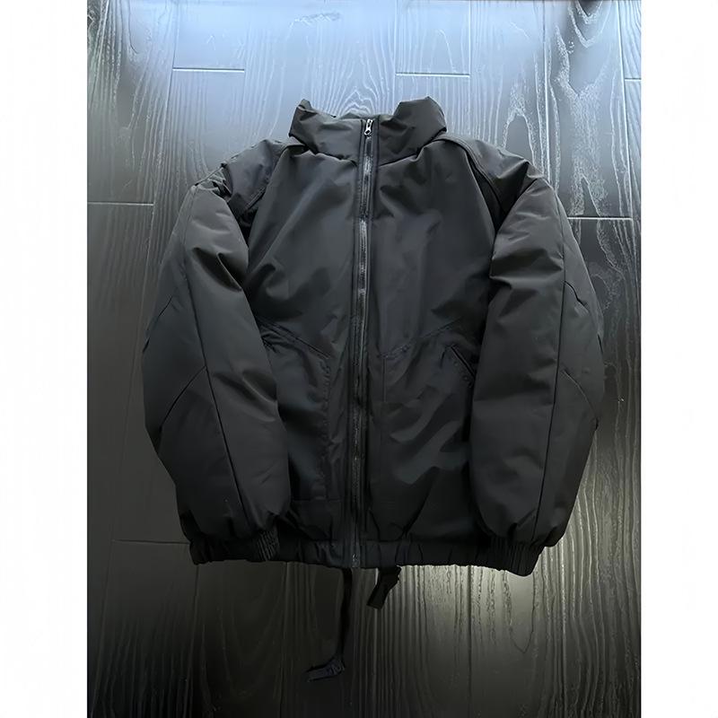 Men's American Style Windproof Cotton Padded Coach Jacket - Loose Fit, Warm, Three-Proof Winter Outerwear